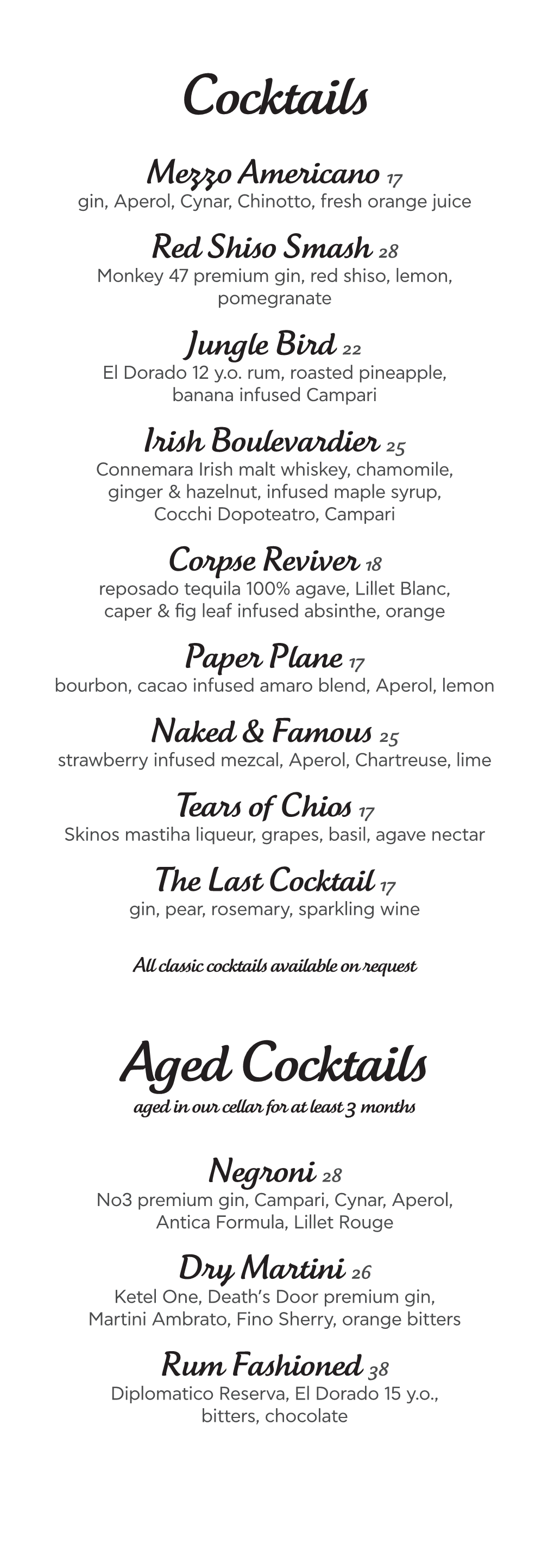 Cocktail List