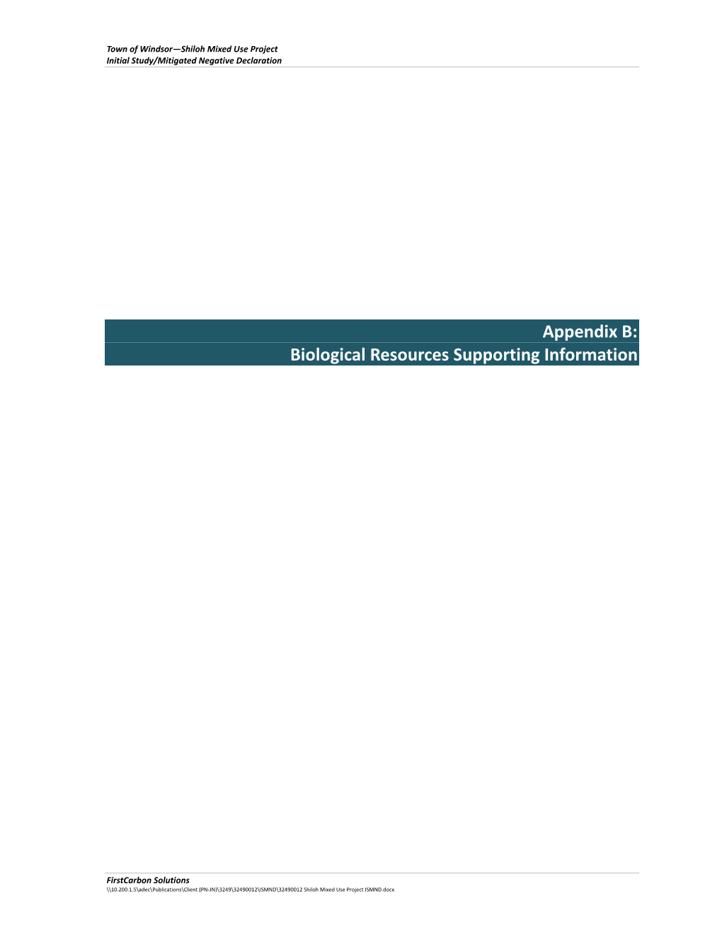 Appendix B: Biological Resources Supporting Information