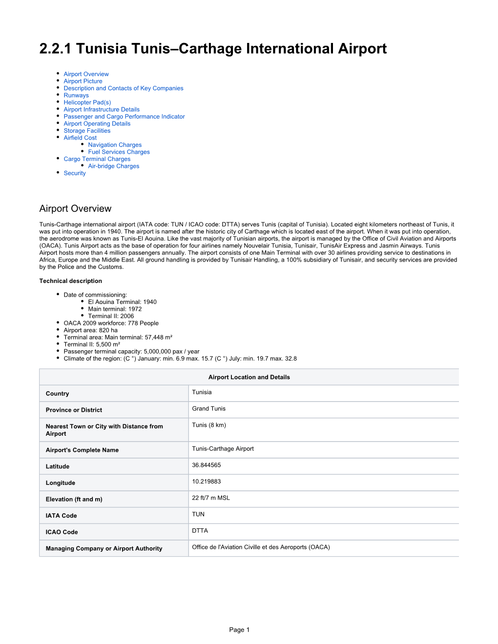 2.2.1 Tunisia Tunis–Carthage International Airport