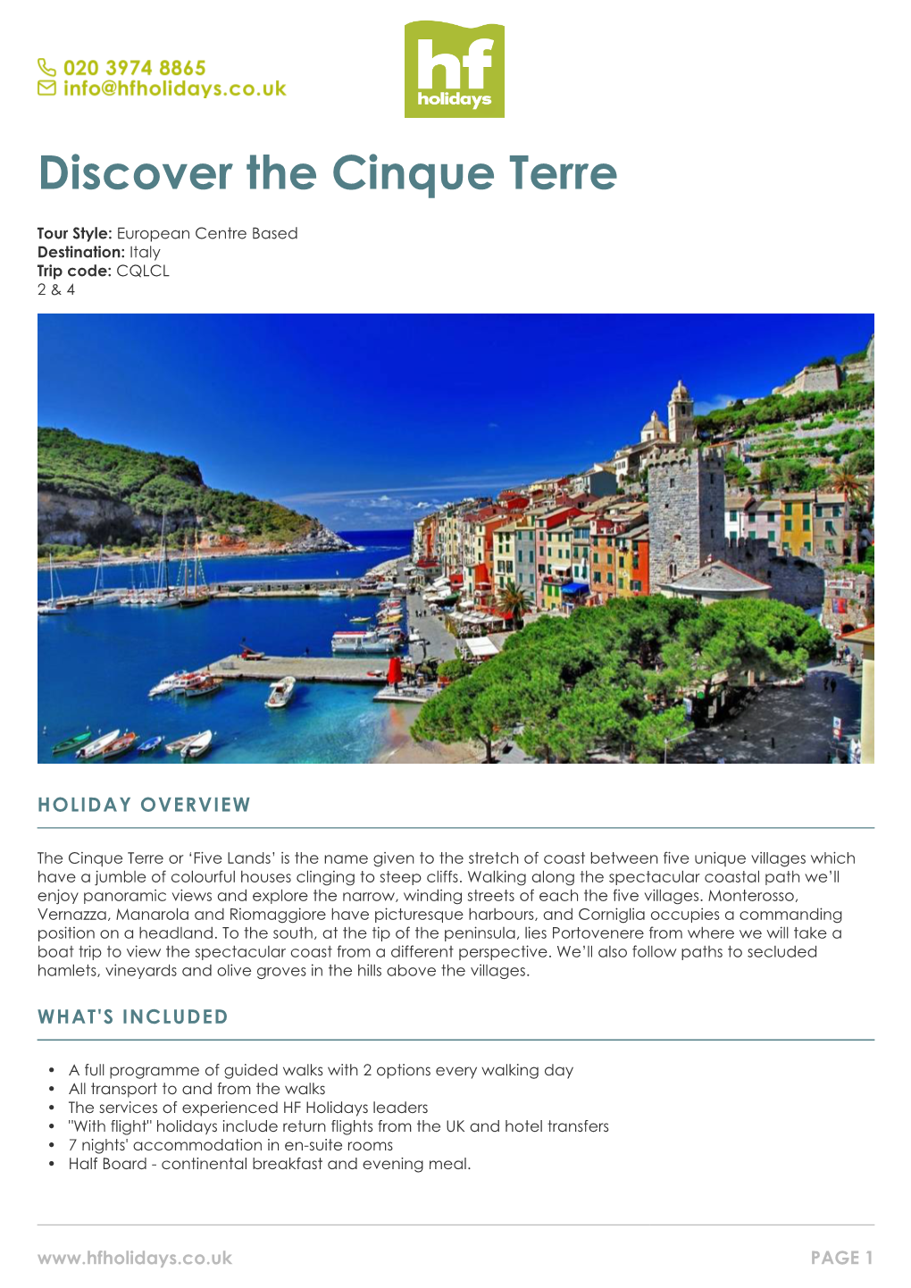 Cinque Terre Guided Walking Holiday
