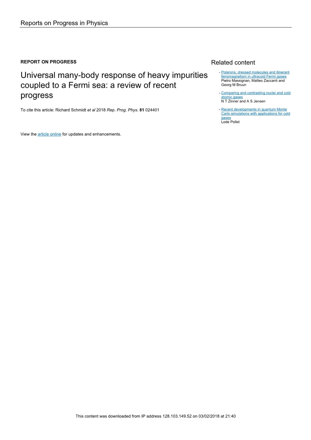 Universal Many-Body Response of Heavy Impurities Coupled to a Fermi