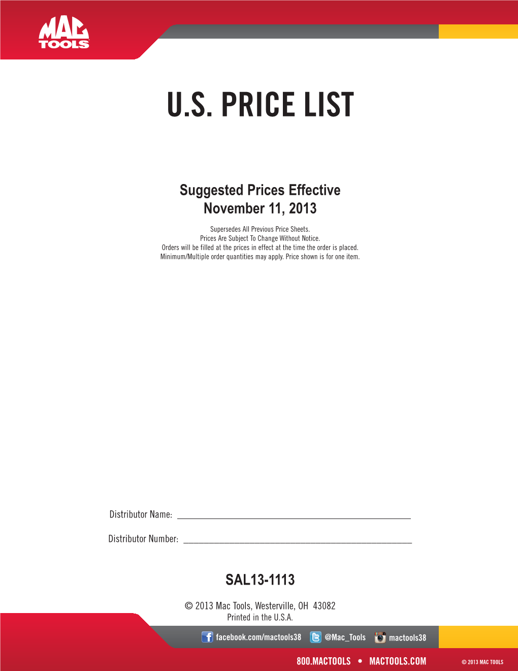 U.S. Price List