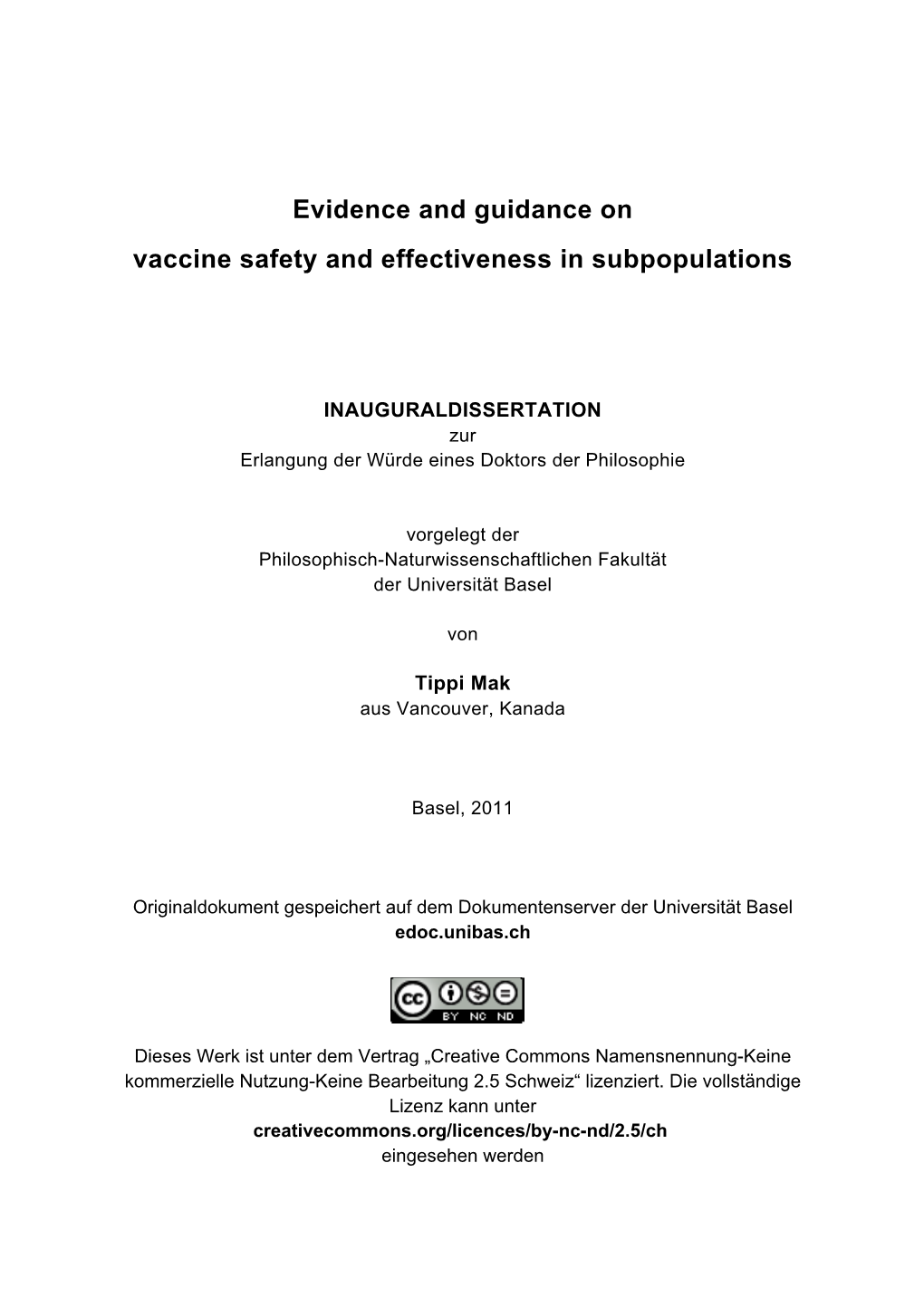 Evidence and Guidance on Vaccine Safety and Effectiveness In