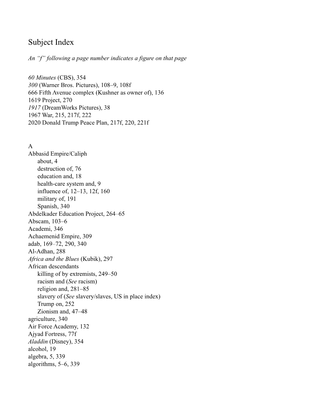 Subject Index