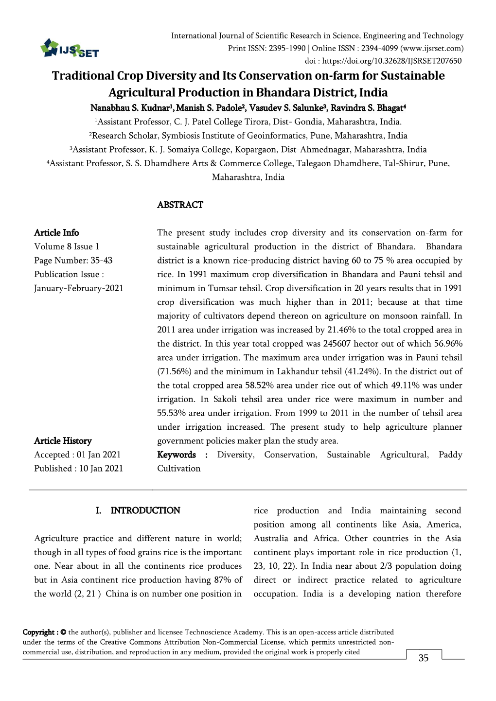 International Journal of Scientific Research in Science