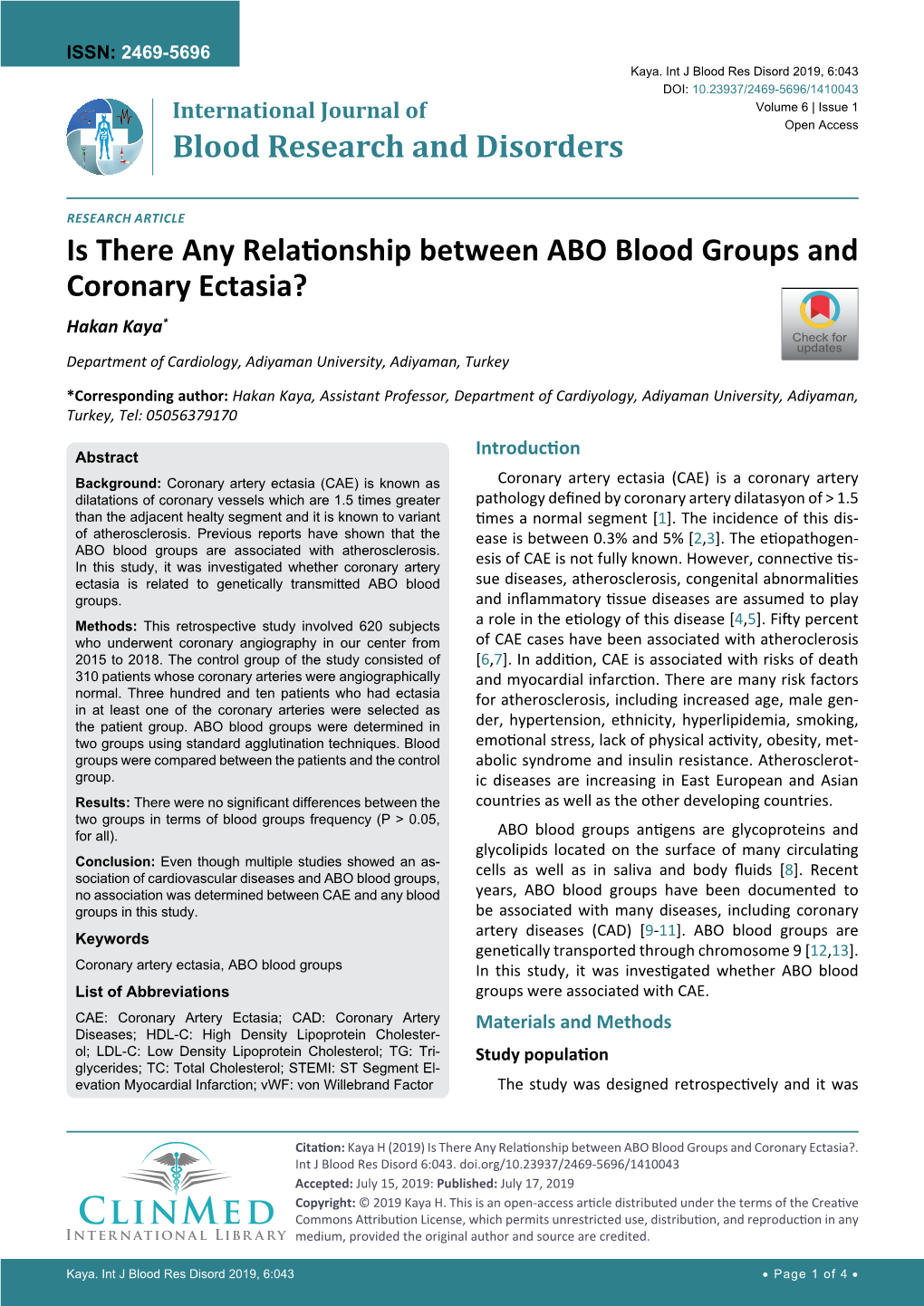 Is There Any Relationship Between ABO Blood Groups and Coronary