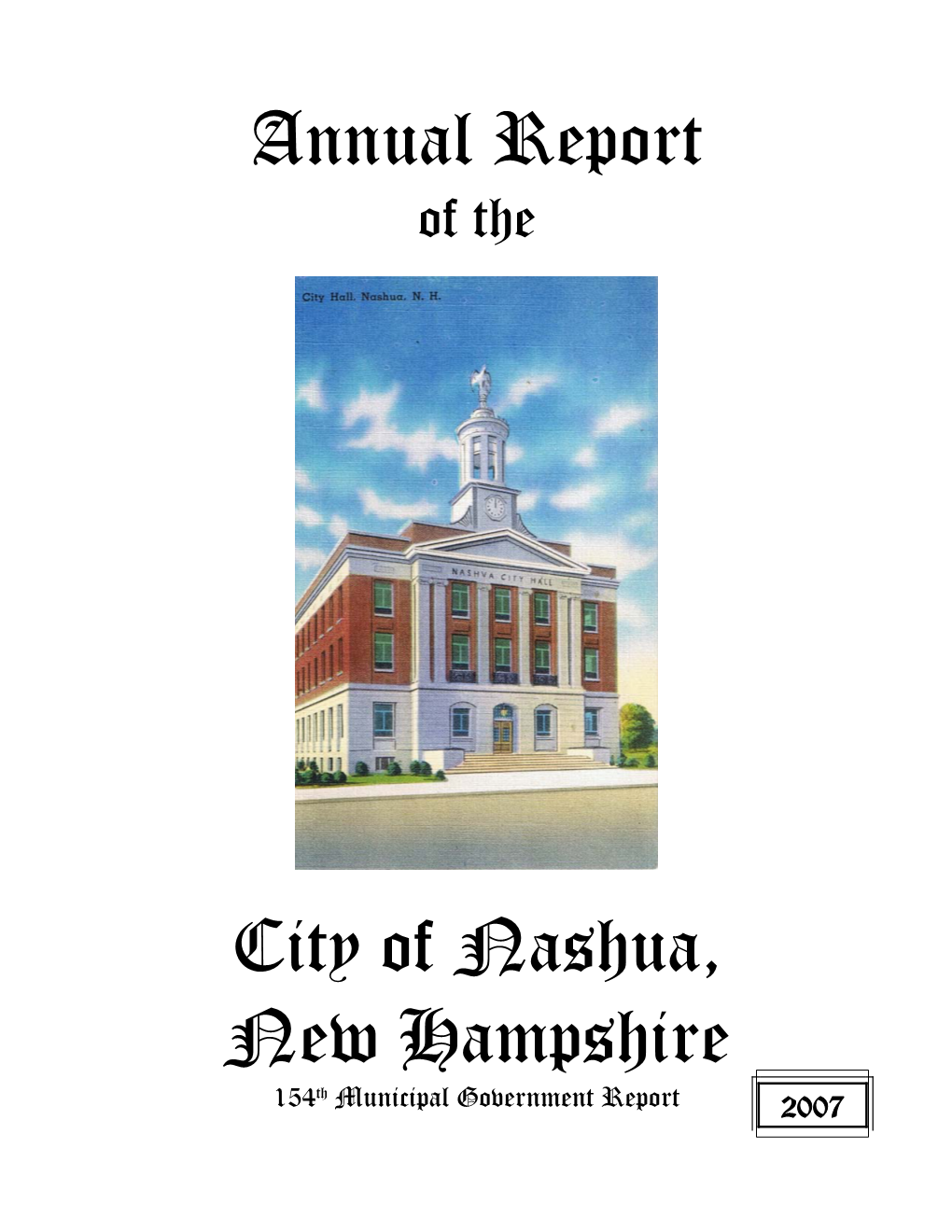 Annual Report City of Nashua, New Hampshire
