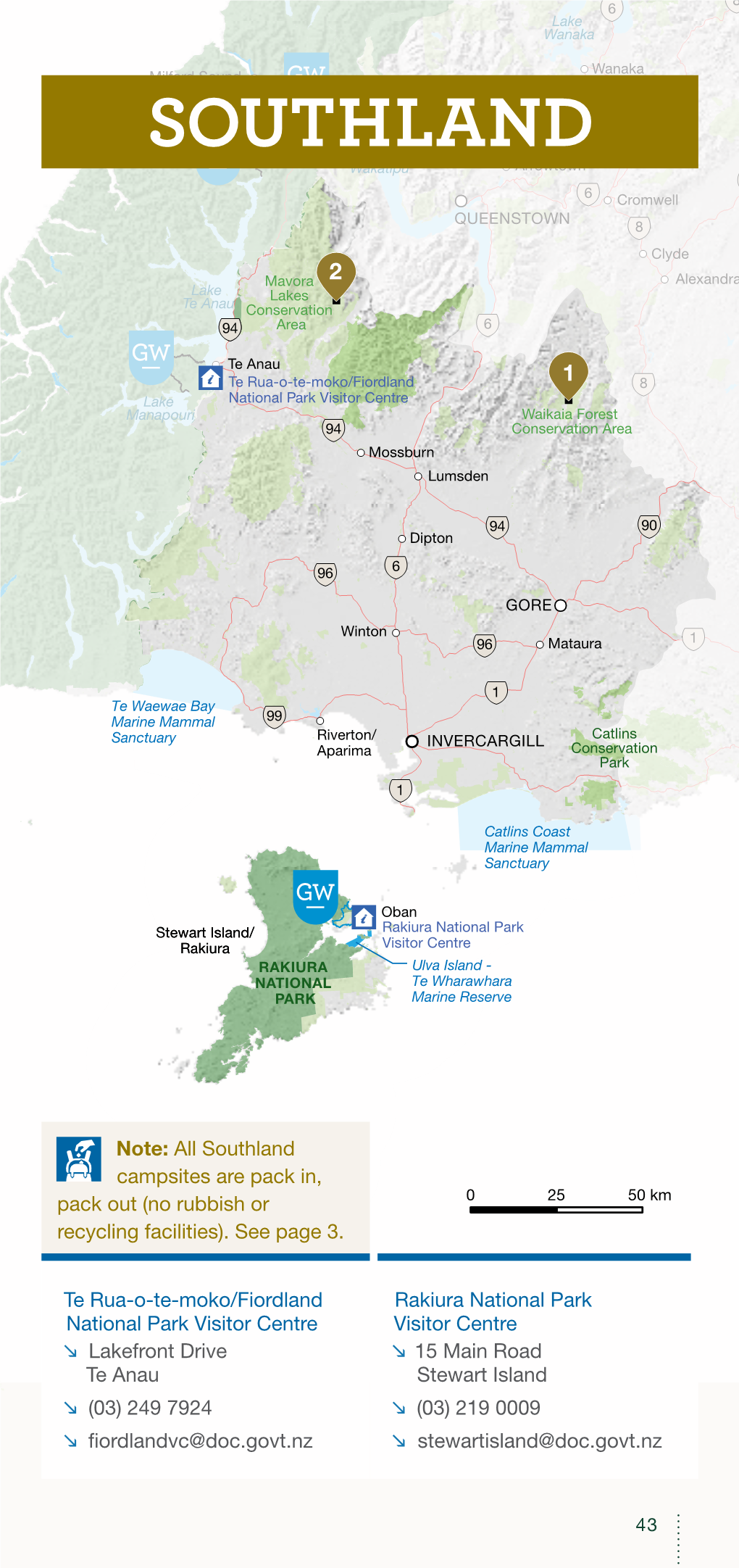 Conservation Campsites South Island 2019-20 Southland