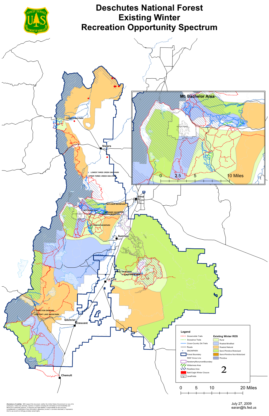 Deschutes National Forest Existing Winter Recreation Opportunity Spectrum