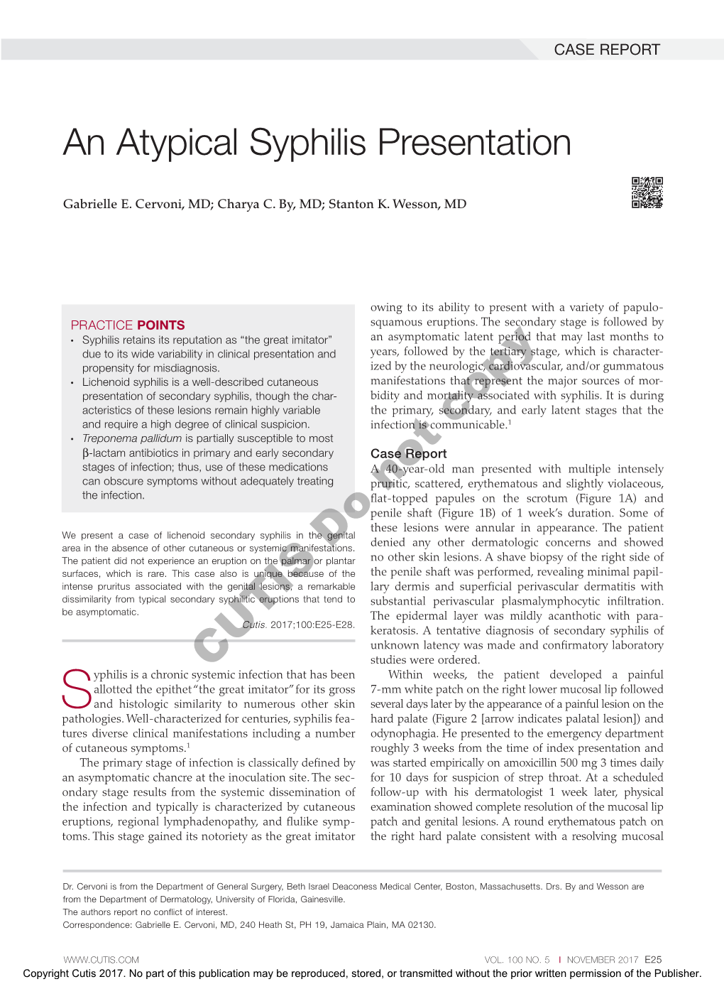 An Atypical Syphilis Presentation