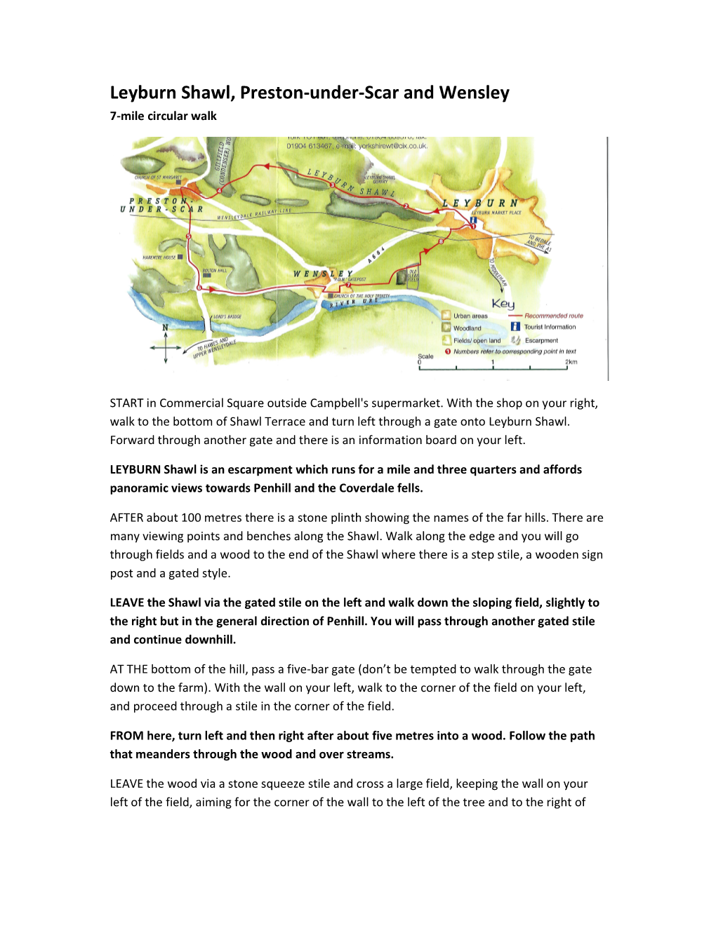 Leyburn Shawl, Preston-Under-Scar and Wensley 7-Mile Circular Walk