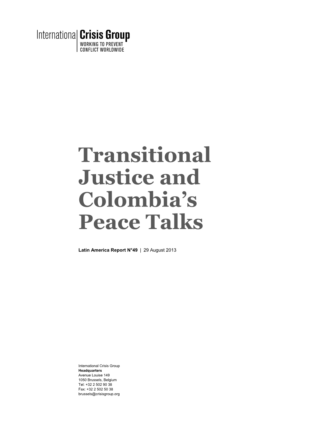 Transitional Justice and Colombia's Peace Talks