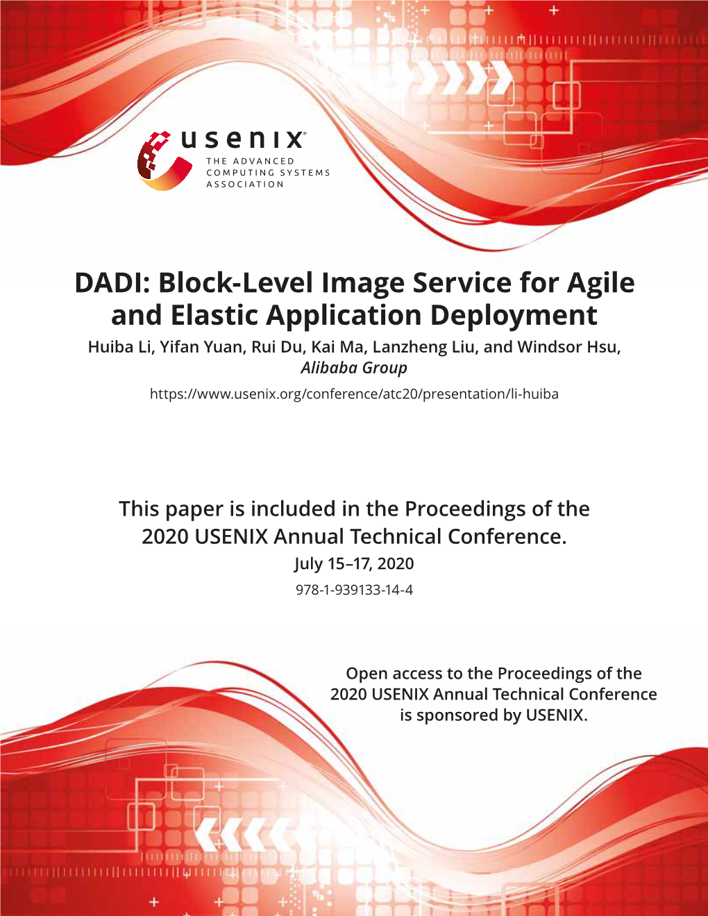 DADI: Block-Level Image Service for Agile and Elastic Application Deployment