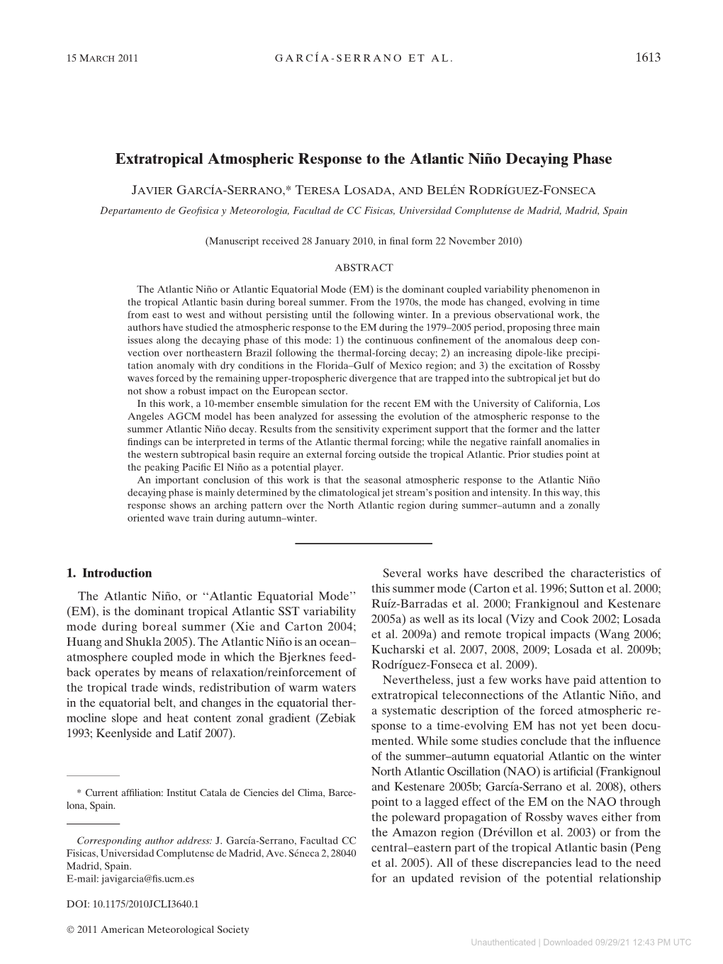 Extratropical Atmospheric Response to the Atlantic Nin˜O Decaying Phase