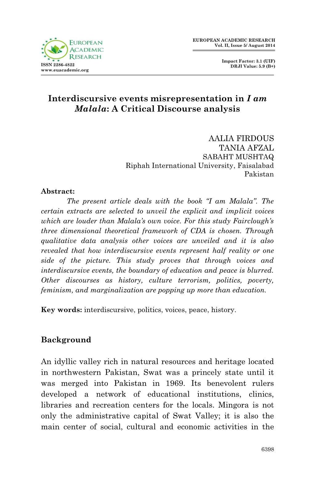 Interdiscursive Events Misrepresentation in I Am Malala: a Critical Discourse Analysis