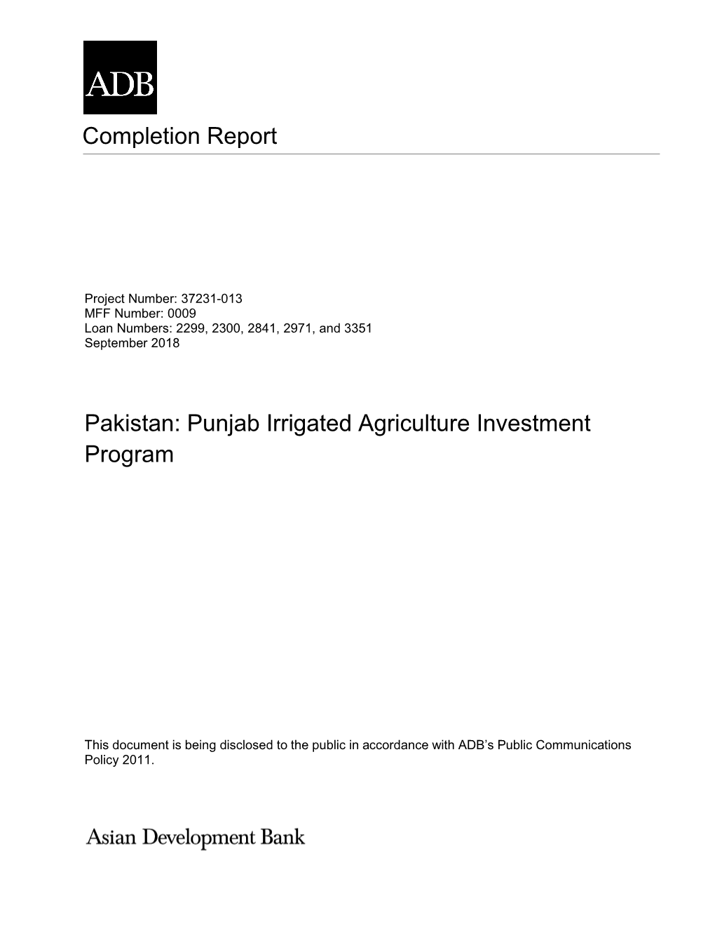 37231-013: Punjab Irrigated Agriculture Investment Program