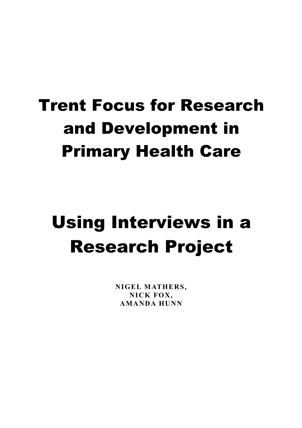 Trent Focus for Research and Development in Primary Health Care