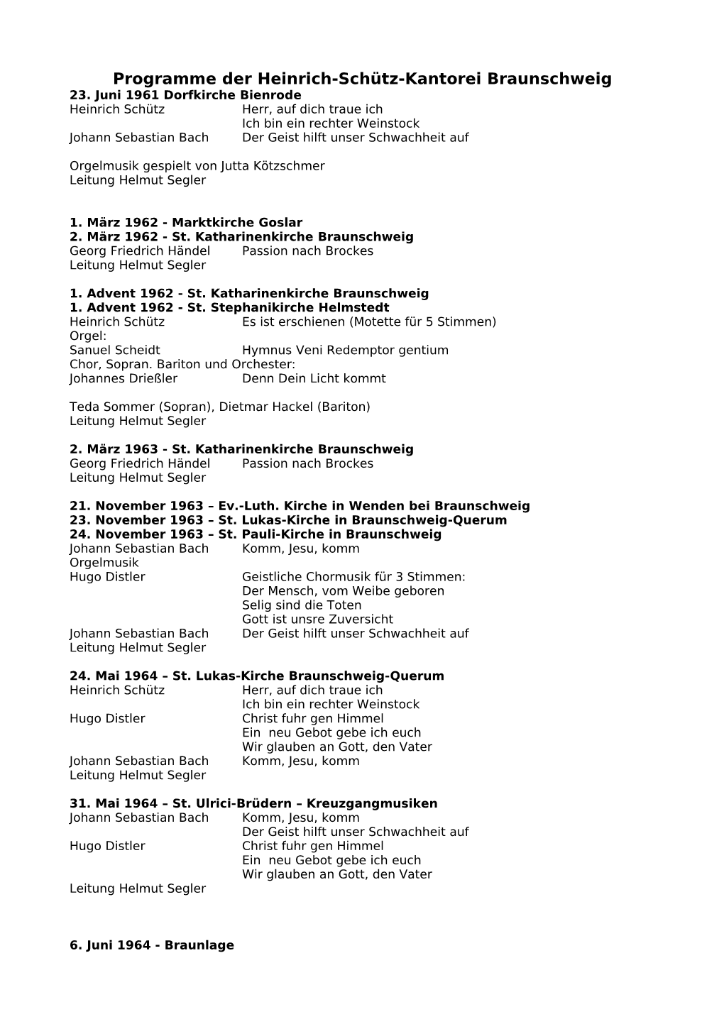 Programme Der Heinrich-Schütz-Kantorei Braunschweig 23