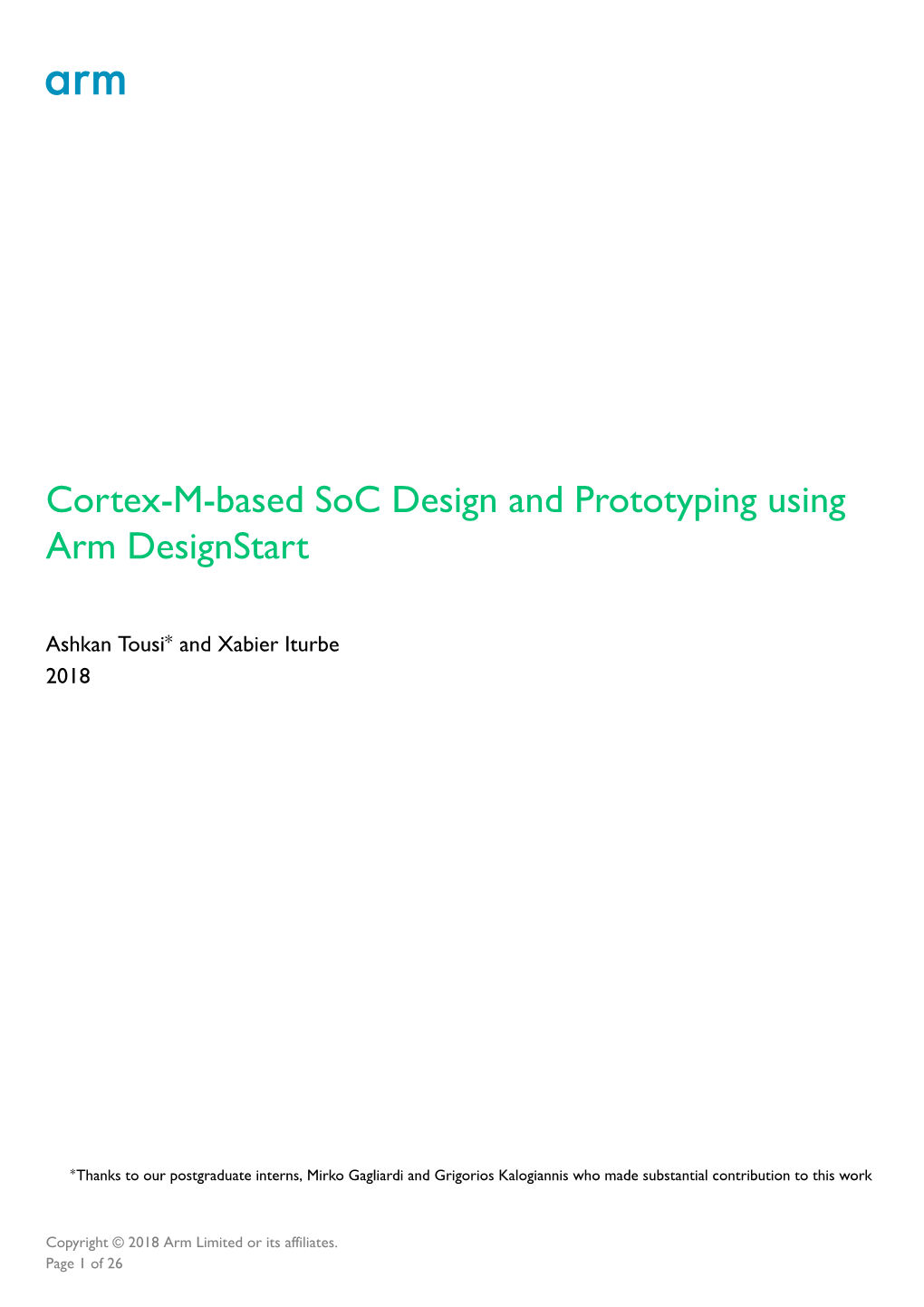 Cortex-M-Based Soc Design and Prototyping Using Arm Designstart