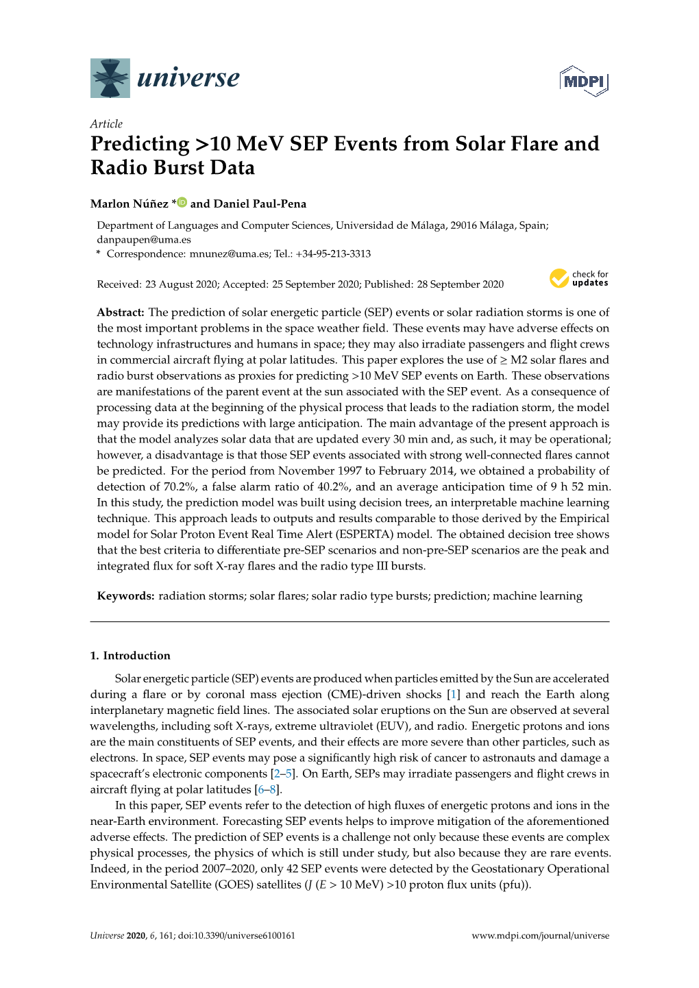 Predicting >10 Mev SEP Events from Solar Flare and Radio Burst Data