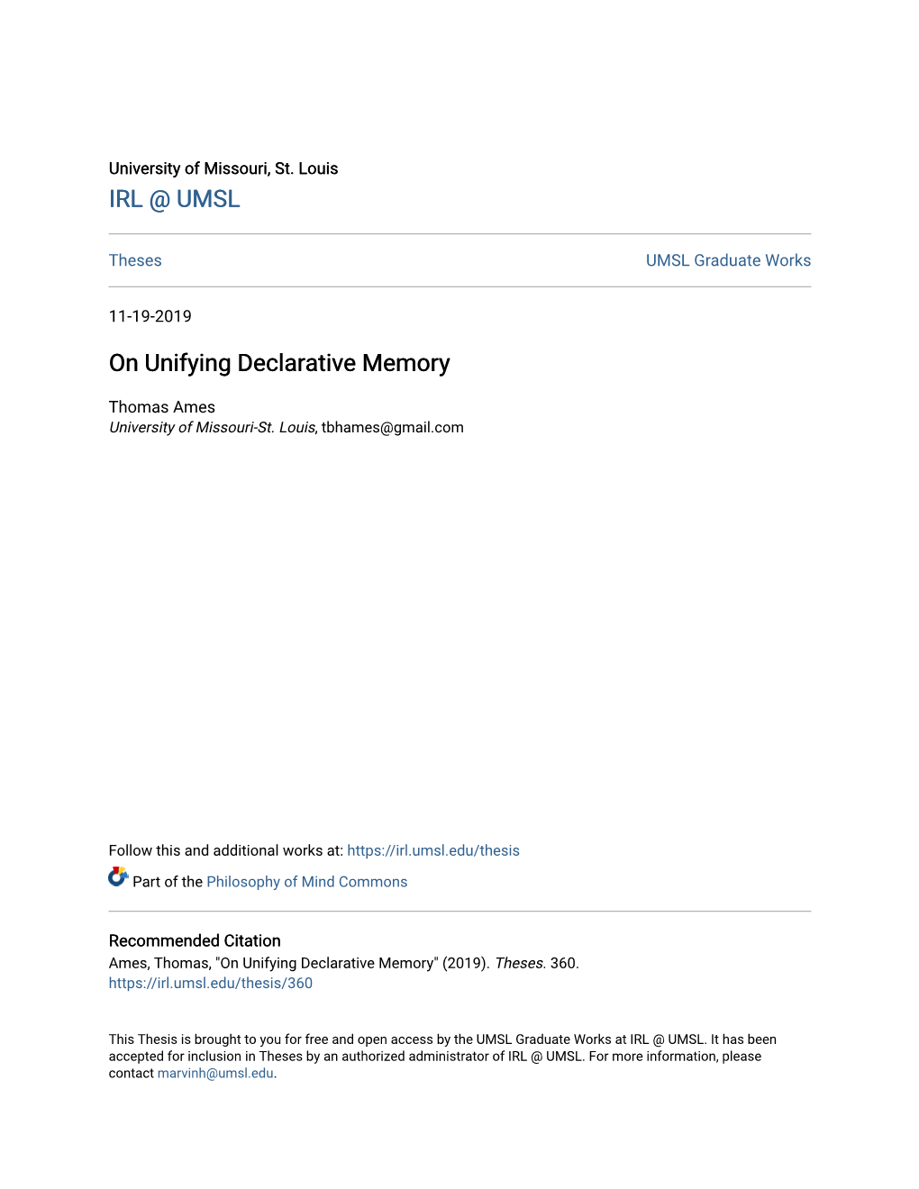 On Unifying Declarative Memory