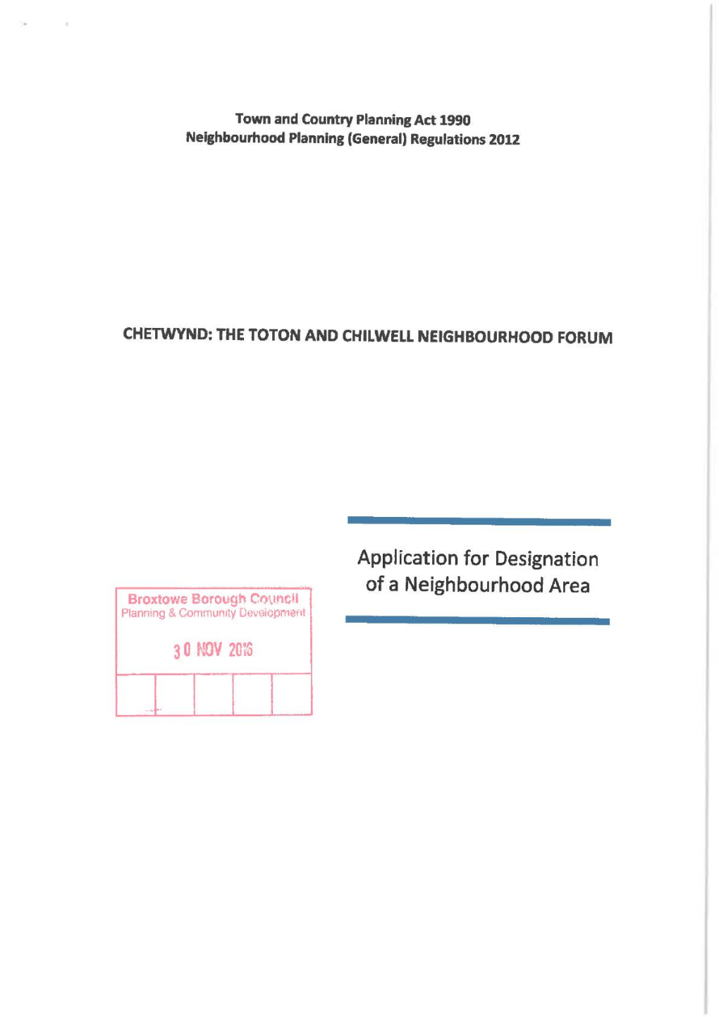 Chetwynd: Toton and Chilwell Area