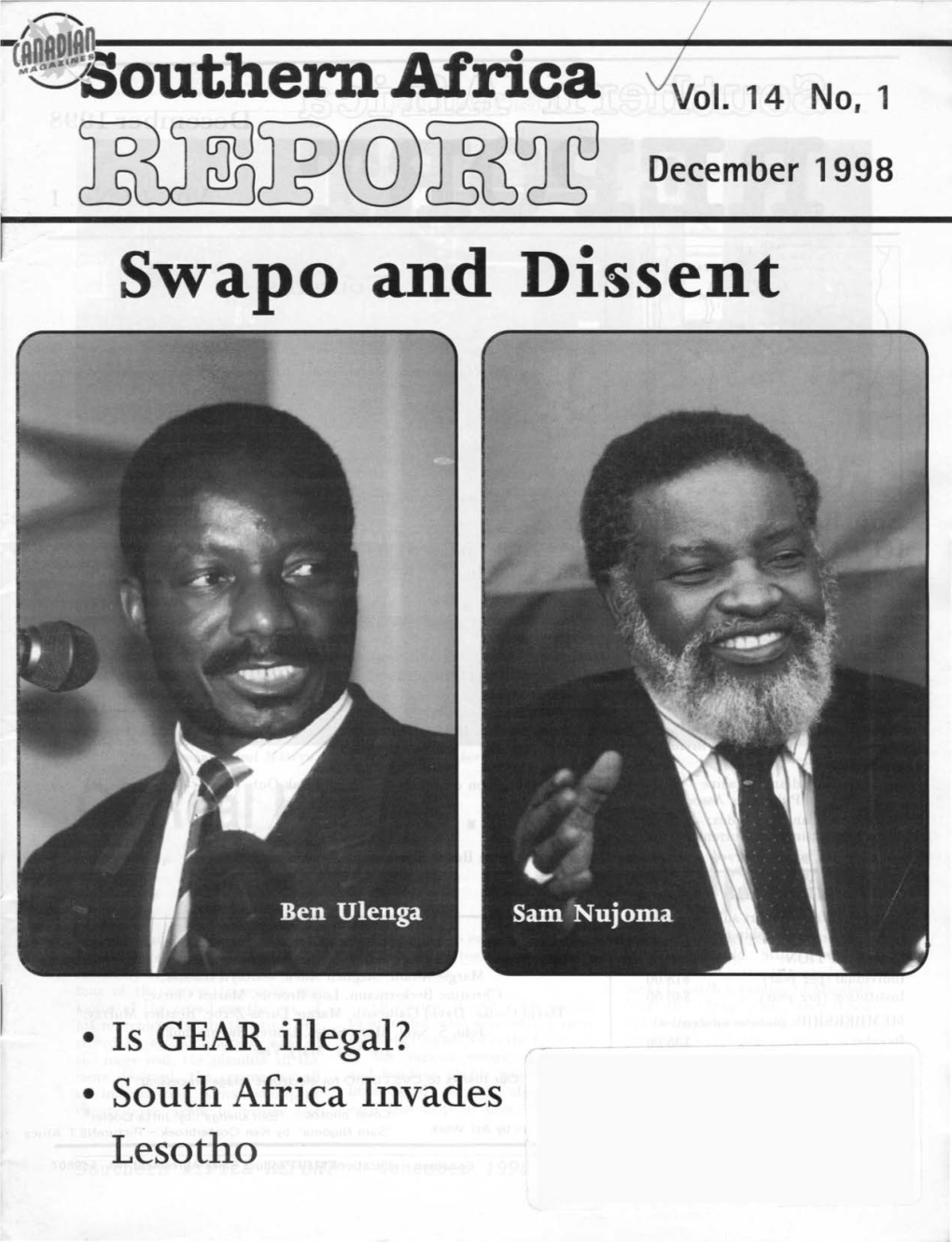 Llbj~Ir@Lli~ December 1998 Swapo and Dissent