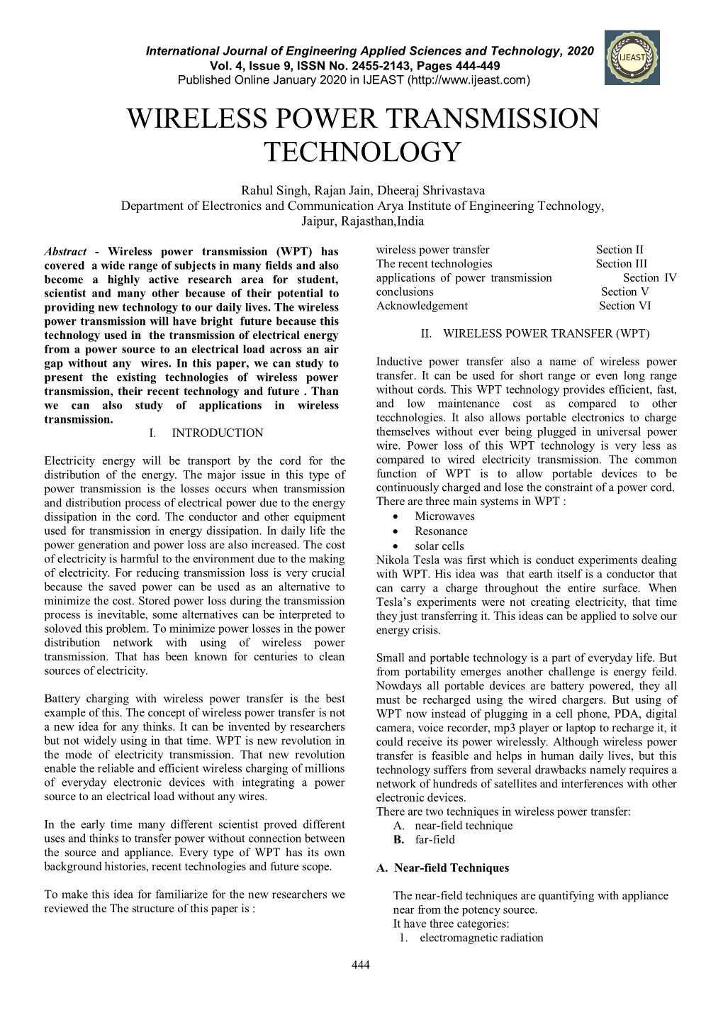 Wireless Power Transmission Technology