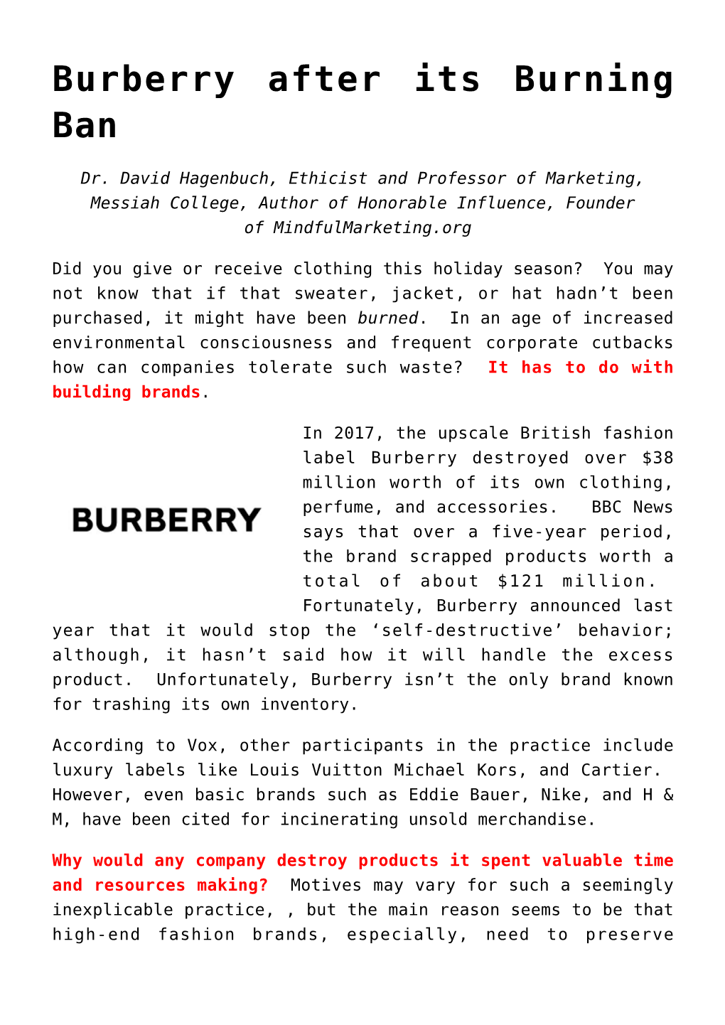 Burberry After Its Burning Ban