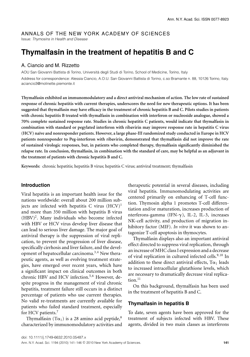 Thymalfasin in the Treatment of Hepatitis B and C