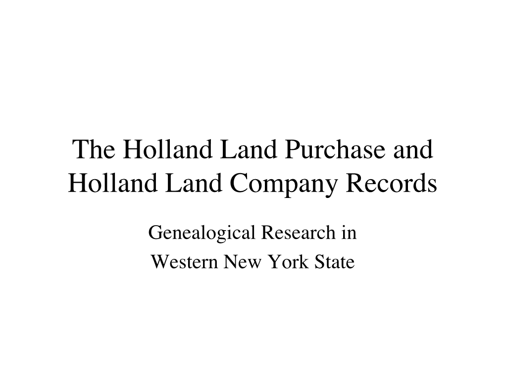 Holland Land Company Records