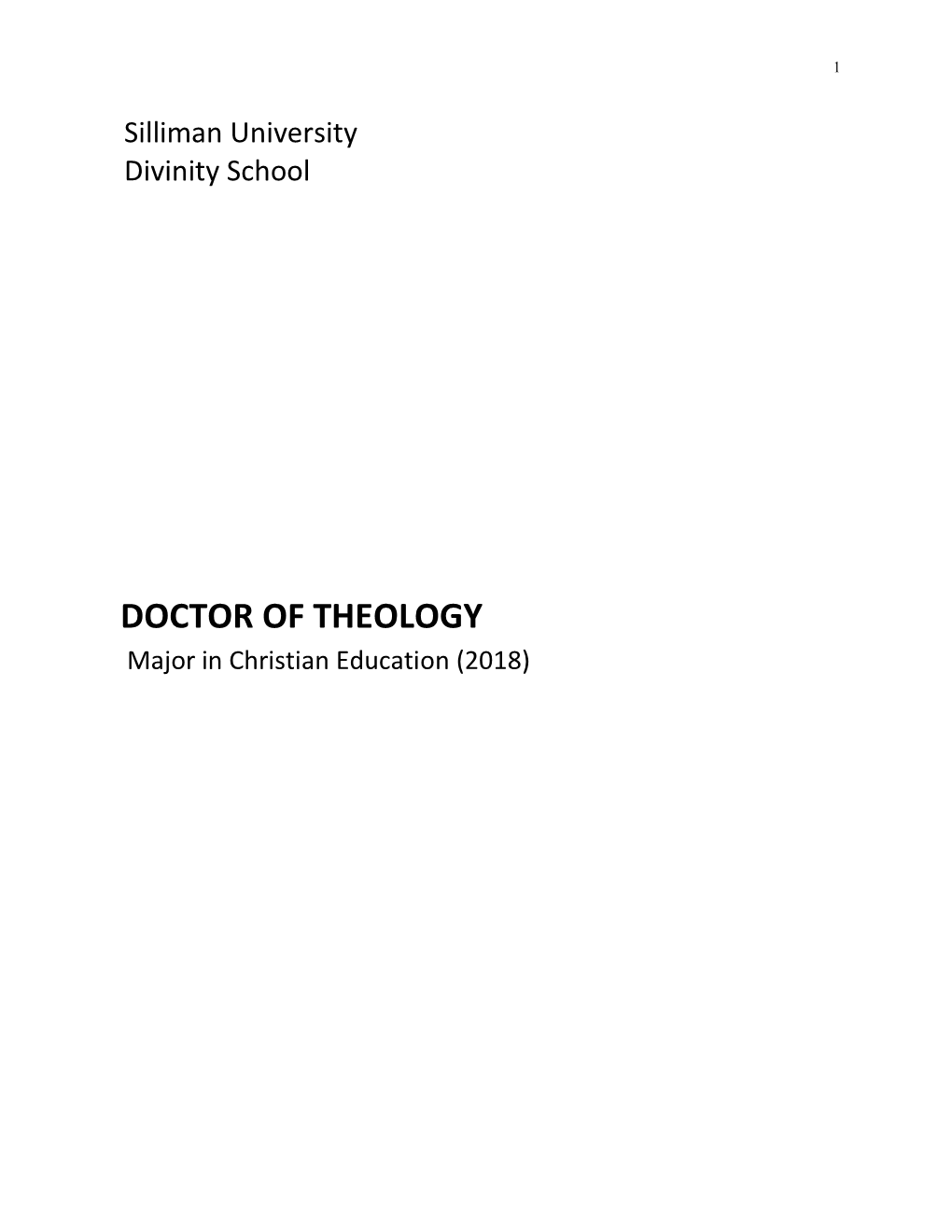 DOCTOR of THEOLOGY Major in Christian Education (2018) 2