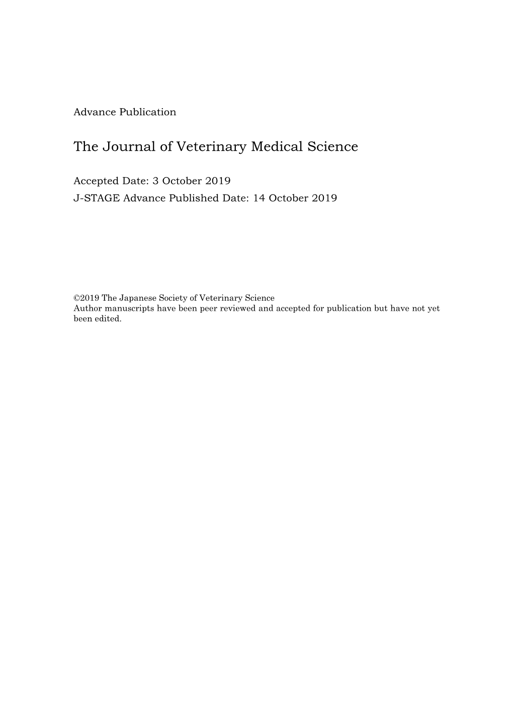 The Journal of Veterinary Medical Science