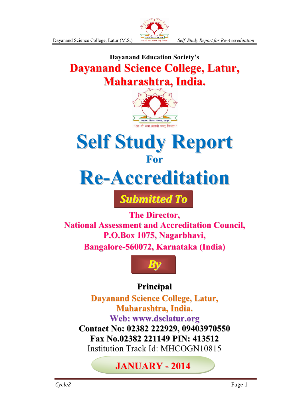 Self Study Report Re-Accreditation