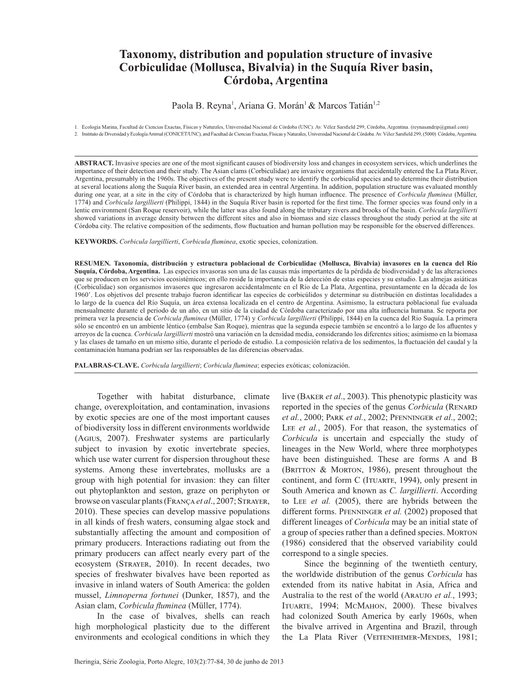 Taxonomy, Distribution and Population Structure of Invasive Corbiculidae