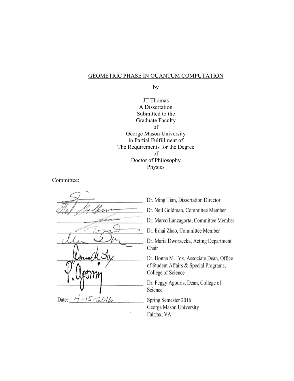 GEOMETRIC PHASE in QUANTUM COMPUTATION By