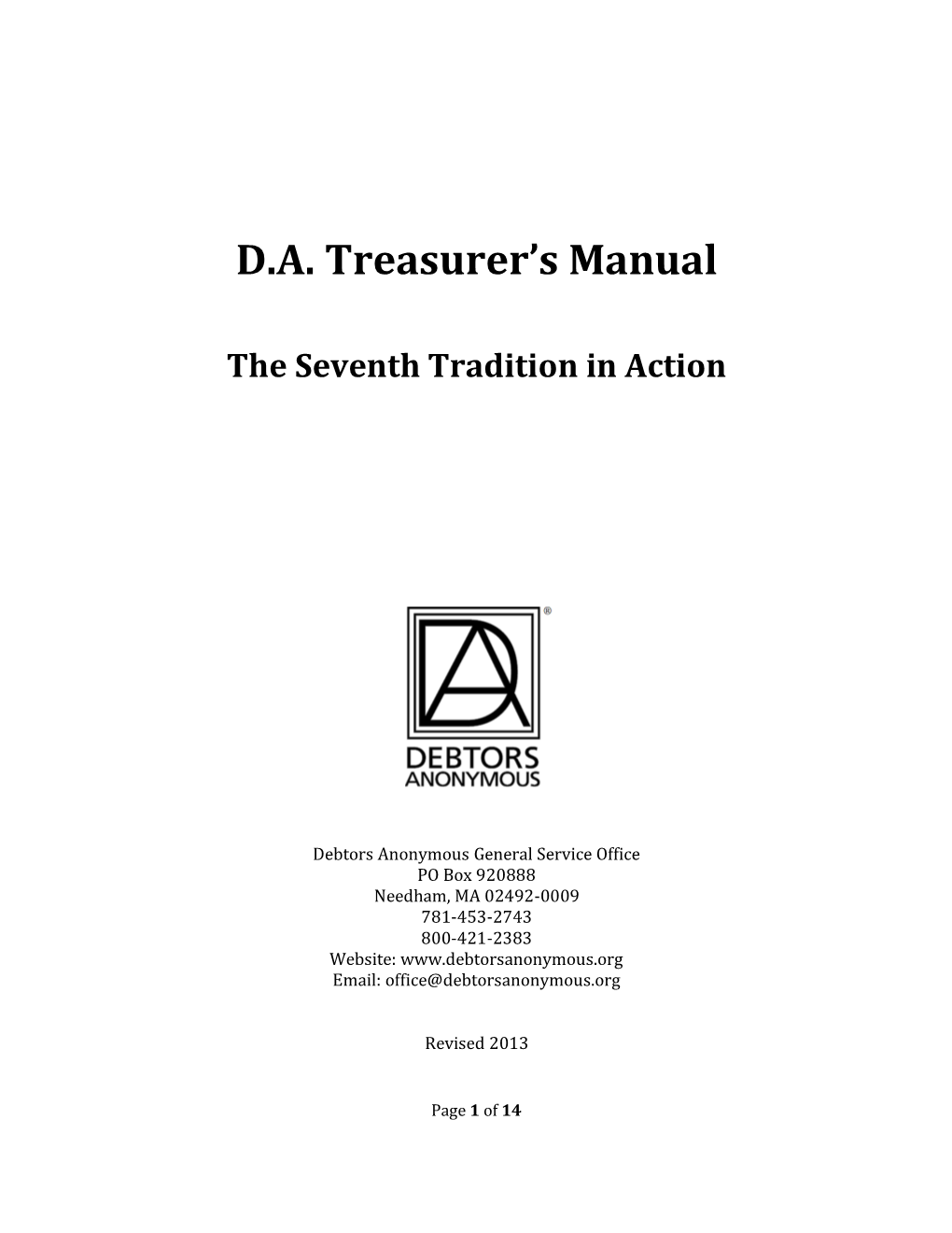 Treasurer's Manual