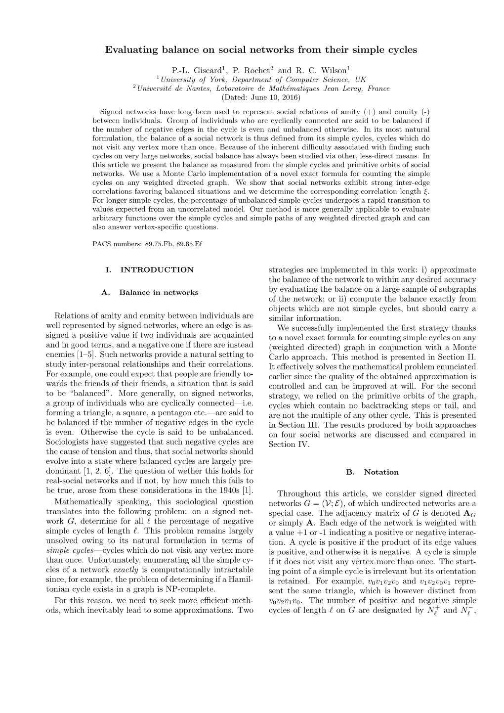 Evaluating Balance on Social Networks from Their Simple Cycles