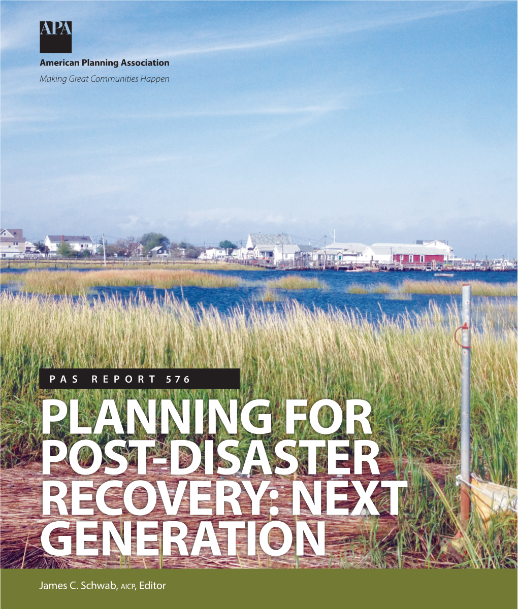 Planning for Post-Disaster Recovery: Next Generation