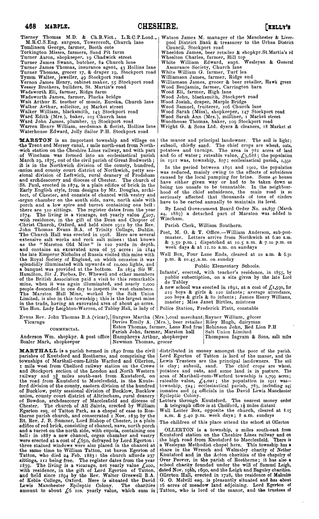 MARTHALL Is a Parish Tormed in 1840 from the Civil I Distributed in Money Amongst the Poor of the Parish