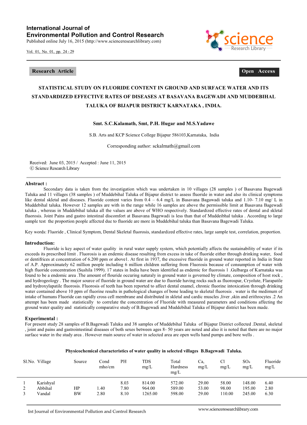 Environmental Pollution and Control Research Published Online July 16, 2015 (