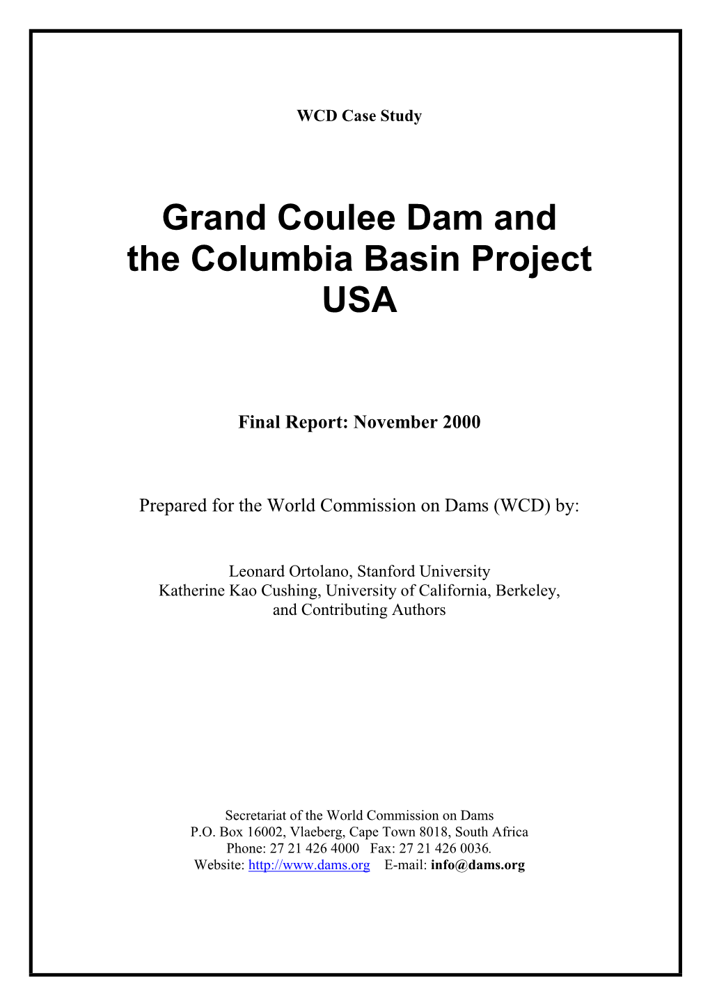 Grand Coulee Dam and the Columbia Basin Project USA