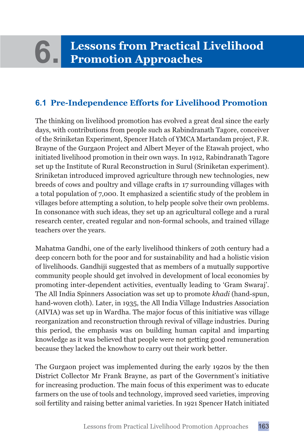 Lessons from Practical Livelihood Promotion Approaches 163 the YMCA Experiment at Martandam, a Village Near Thiruvananthapuram