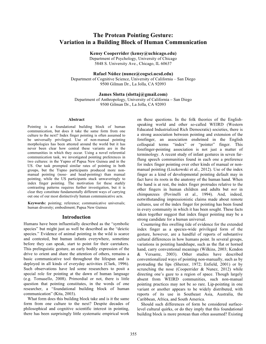 The Protean Pointing Gesture: Variation in a Building Block of Human Communication