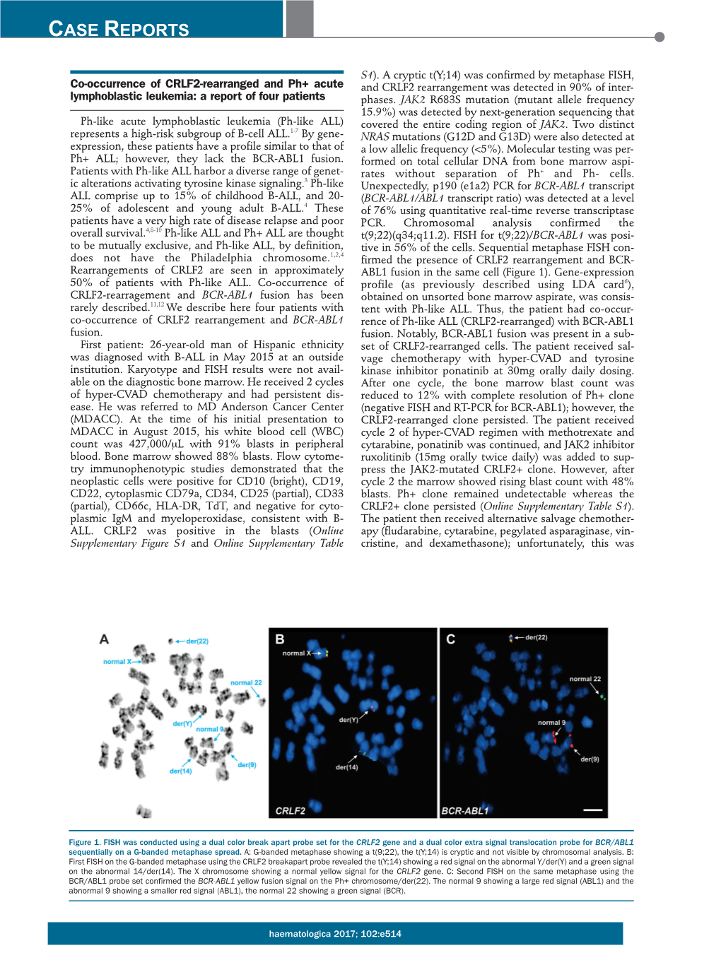 Co-Occurrence of CRLF2-Rearranged and Ph+ Acute and CRLF2 Rearrangement Was Detected in 90% of Inter- Lymphoblastic Leukemia: a Report of Four Patients Phases