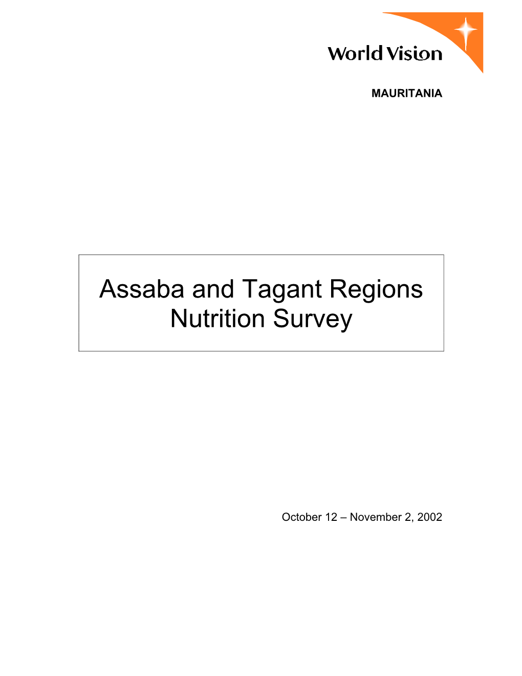 Assaba and Tagant Regions Nutrition Survey