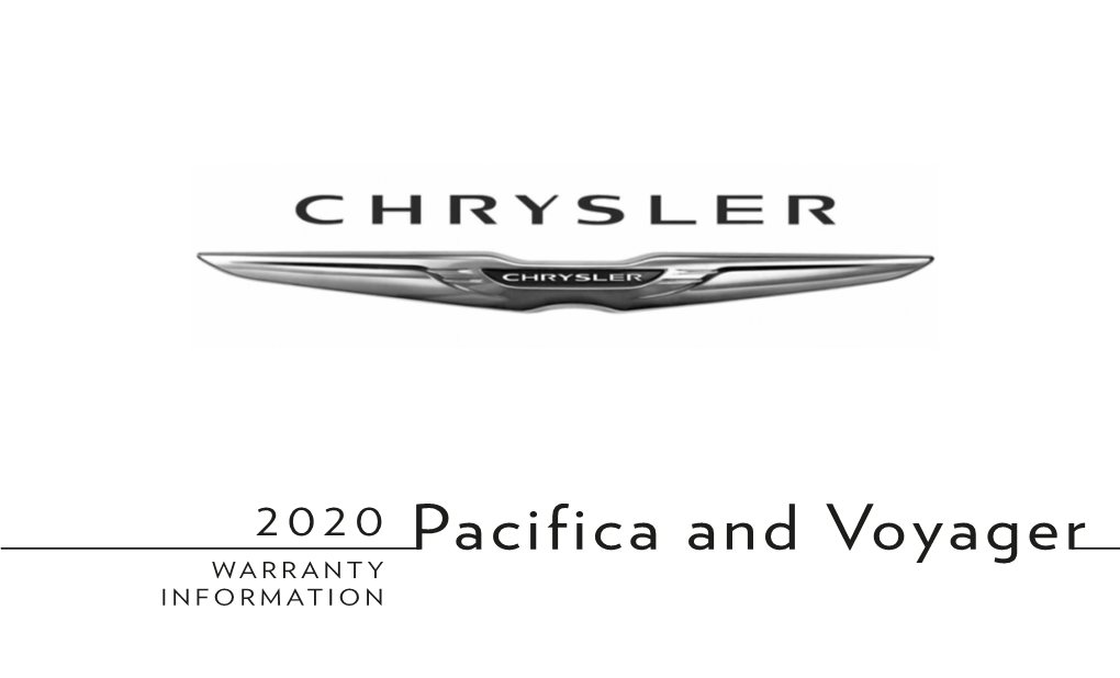 2020 Pacifica and Voyager ©2019 FCA US LLC