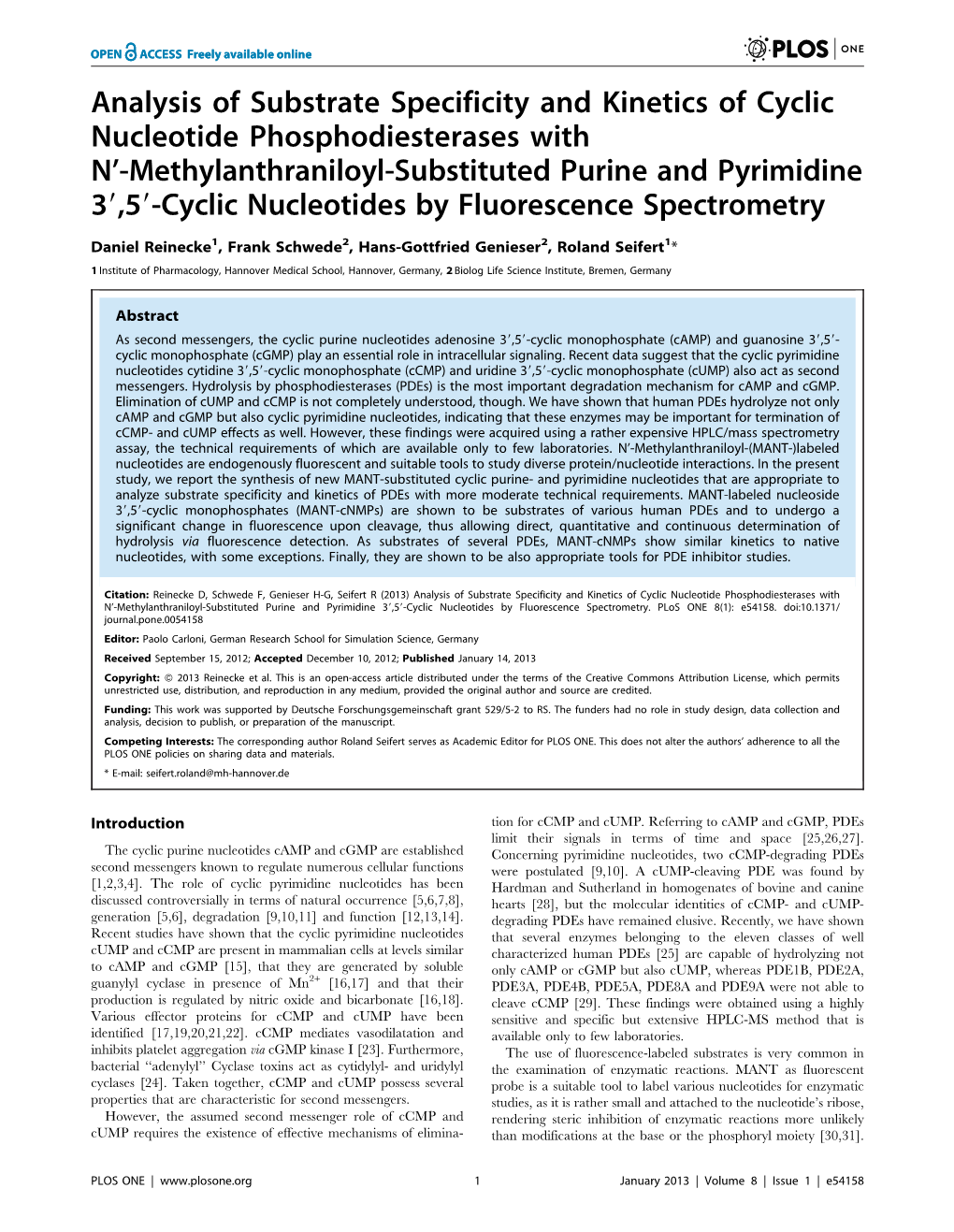 Analysis of Substrate Specificity and Kinetics Of