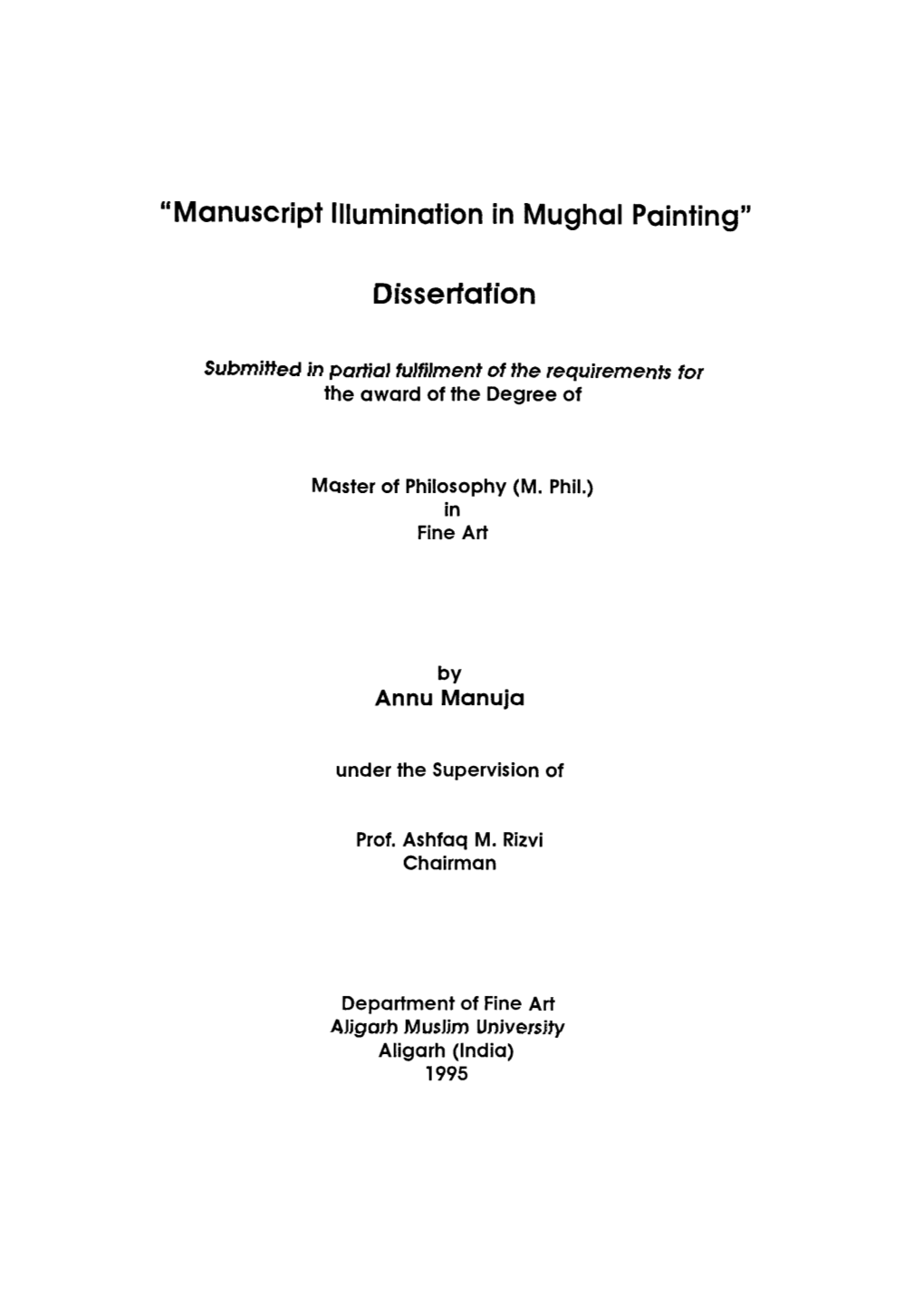 Manuscript Illumination in Mughal Painting