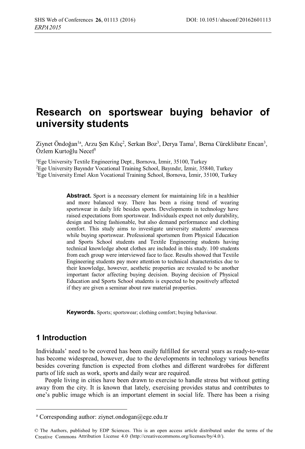 Research on Sportswear Buying Behavior of University Students